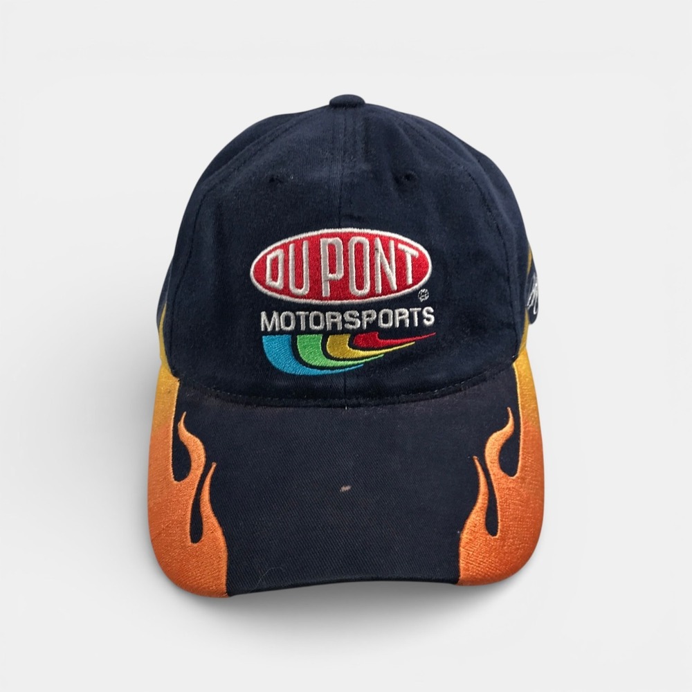 Chase Authentics Jeff Gordon NASCAR Flame Hat Navy Blue Vintage Racing Cap